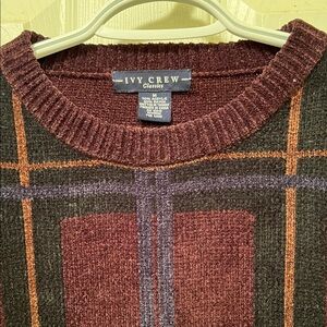 Men's Plaid Sweater - Burgundy and Black